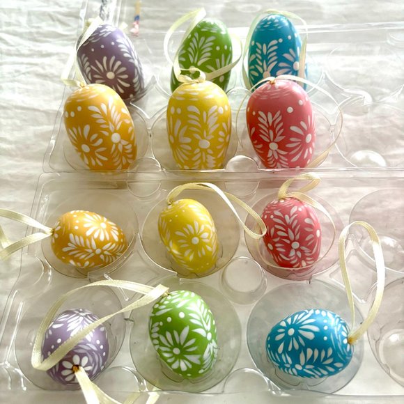 39 Assorted Hanging Easter Egg Ornaments Decorations Pastel Ribbon Spring - Picture 10 of 14